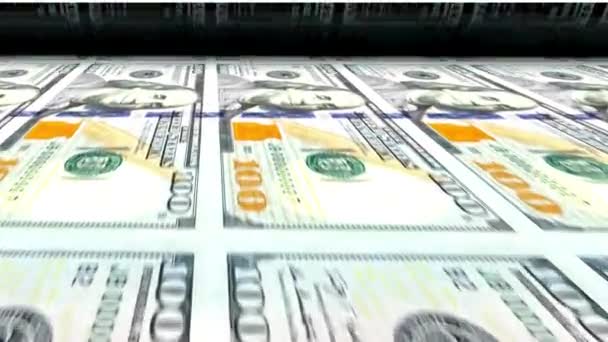 Close Geld Bankbiljet Animatie Bill Printing Proces Het Maken Van — Stockvideo