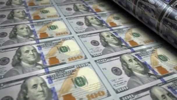 Abd Doları Banknotları Para Basma Süreci Dolar Para Yatırımı Yatırım — Stok video