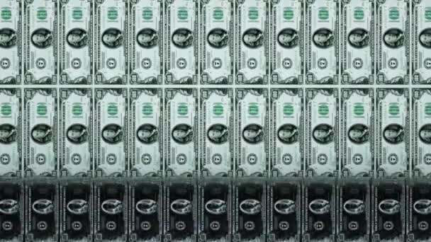 米ドル紙幣印刷プロセスドルの現金作業投資機の印刷コンセプトビデオ — ストック動画