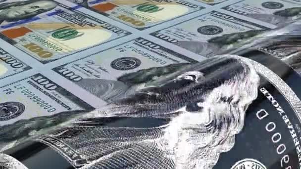 Cetak Dolar Produksi Uang Tunai Konsep Bisnis Keuangan Ekonomi Industri — Stok Video