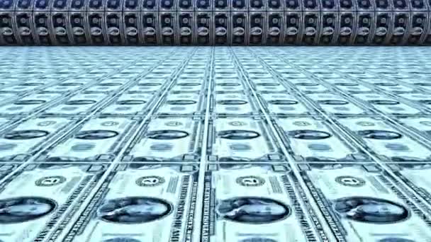 Печатать Производство Доллар Наличные Деньги Бизнес Концепции Финансирования Промышленности Экономики — стоковое видео