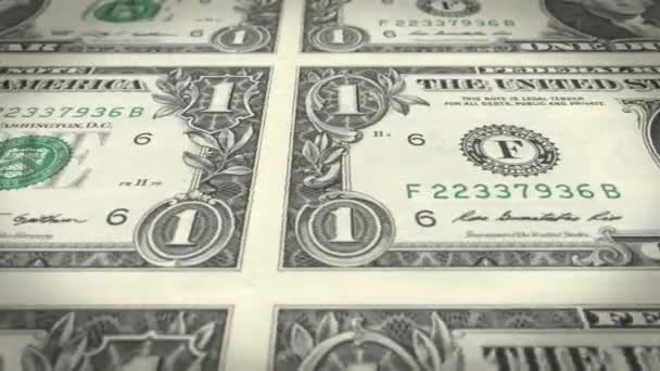 Zbliżenie Animacja Koncepcja Obraz Ukazujący Długi Arkusz Amerykański Dolar Notatki — Wideo stockowe