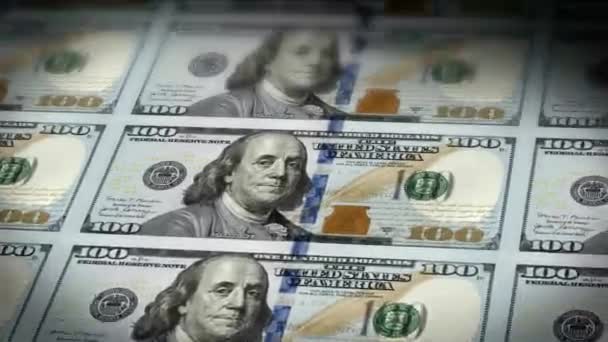 Smyčka Pojetí Animace Obrázek Zobrazující Dlouhý List Amerických Dolarových Bankovek — Stock video