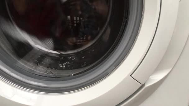 Gros Plan Machine Laver Filature Lavage Vêtements Bulle Eau Maison — Video