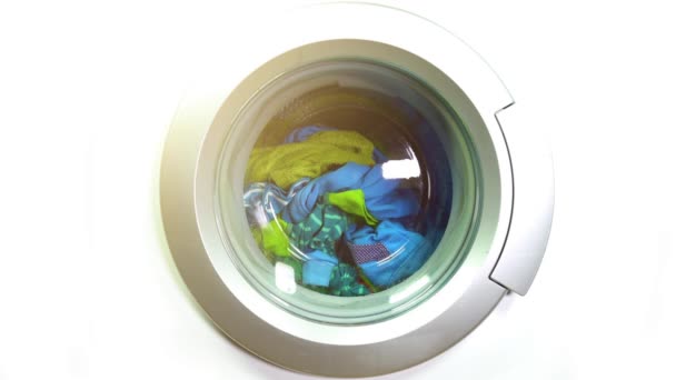 Hautnah Wäschemaschine Hausarbeit Reinigen Haushaltswaschgeräte Industrie Reinigung — Stockvideo