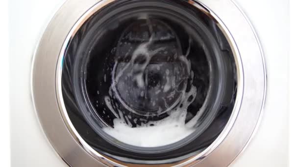 Máquina Lavar Roupa Pano Limpeza Processo Máquina Lavar Roupa Trabalhando — Vídeo de Stock