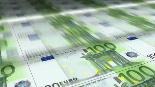 Euro Pieniądz Druk Waluta Europejski Finanse Bank Ilustracja Gotówka Bankowość — Wideo stockowe