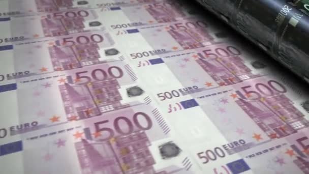 Euro Dinero Impresión Moneda Finanzas Europeas Banco Ilustración Efectivo Banca — Vídeo de stock