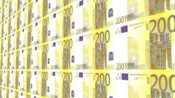 Animace Tisku 200 Euro Bankovky Bezešvé Smyčkové Finance Ekonomika Obchod — Stock video