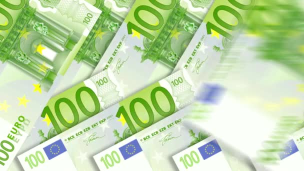Bankjegyek 100 Euró Pénz Bankjegy Tábla Háttér Készpénz Nyomtatott Zökkenőmentes — Stock videók