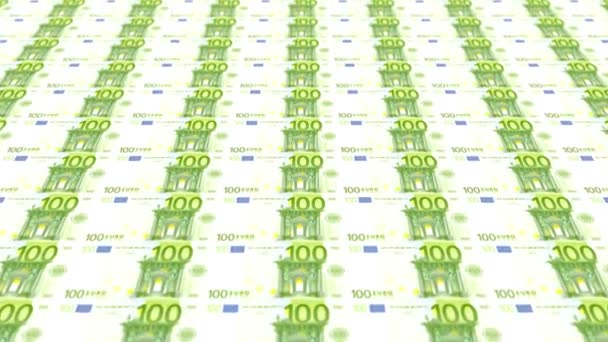 Bankbiljetten 100 Euro Looping Contant Geld Gedrukt Naadloze Lus Beelden — Stockvideo