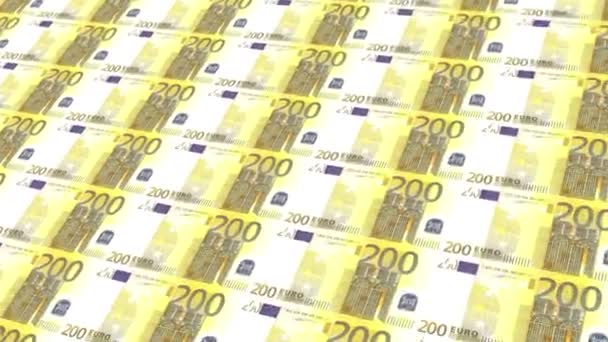 Animasi Dari Pencetakan 200 Catatan Euro Keuangan Looping Mulus Ekonomi — Stok Video