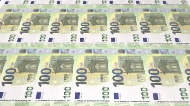 ユーロ資金印刷金融工場の概念産業経済欧州成長銀行券事業 — ストック動画