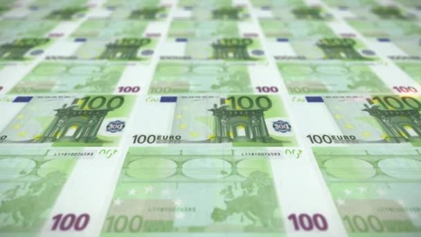 Notas 100 Euros Loop Rolante Dinheiro Dinheiro Impresso Imagens Loop — Vídeo de Stock