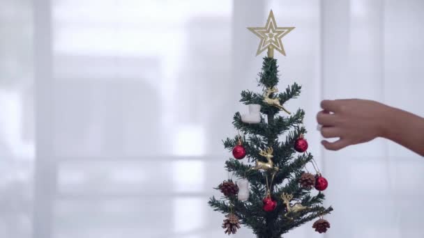 Árvore Natal Fundo Celebração Feriado Cópia Espaço Texto Modelo Publicidade — Vídeo de Stock