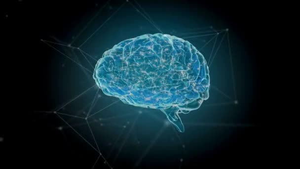 Gehirn Hologramm Blau Schwarzer Bacground Konzepttechnologie Und Medizinischem Abstract — Stockvideo