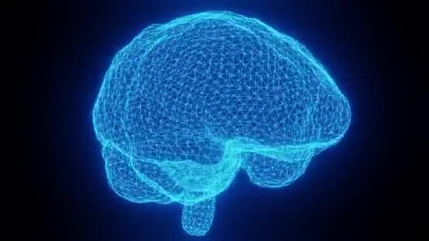 Cerebro Holograma Azul Tecnología Concepto Bacground Negro Resumen Médico — Vídeos de Stock
