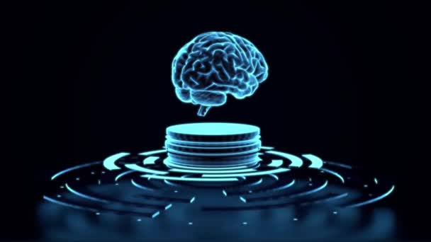 脳アニメーションループ3D回転人間の頭のワイヤーフレームAi概念アニメーション — ストック動画