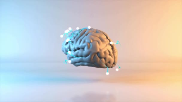 3D脳は黒の背景で人間の解剖学の概念を動作させる — ストック動画
