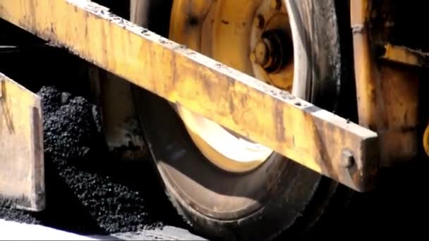 Máquina Pavimentação Rodoviária Empilhamento Asfalto Estrada Canteiro Obras Rua Maquinaria — Vídeo de Stock