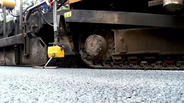 Construção Rodovias Rodoviárias Trabalho Máquinas Pesadas Asfalto Paver Local Reparação — Vídeo de Stock