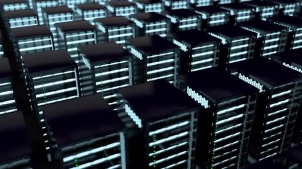 Countless Modern Server Cabinets Futuristic Data Center Computer Servers Tech — Stock Video