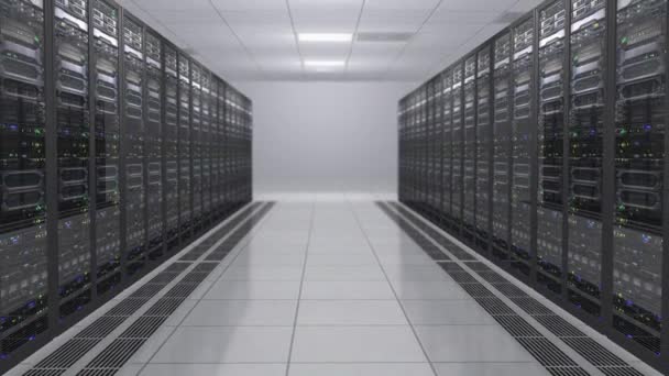 Server Room Hosting Services Network Internet Communication Technology Concept Data — Stock Video
