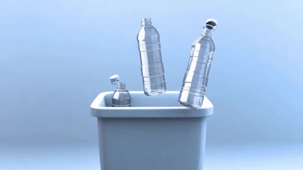 Lixeiras Reciclagem Animação Com Resíduos Garrafas Plástico Separate Sorting Garbage — Vídeo de Stock