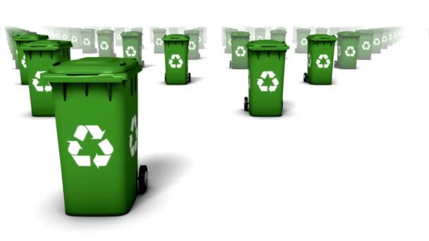 Animation Grüne Plastikbehälter Oder Mülltonnen Recycling Konzept Mülltrennung Und Wiederverwendung — Stockvideo