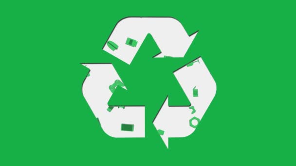 Концепція Переробки Піктограм Переробки Сортування Відходів Повторне Використання Пластикового Скла — стокове відео