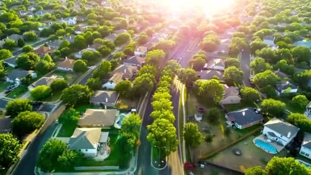 Wealthy Suburbs Modern City Aerial View Soft Morning Light Homes — Stock Video