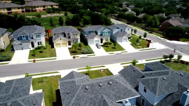 Aerial Shot Rows Row Houses Przedmieście Społeczność Nowa Rodzina Dom — Wideo stockowe