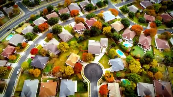 Vanuit Lucht Uitzicht Privé Huizen Stad Buitenwijk Luchtfoto Stadsgezicht Residentiële — Stockvideo