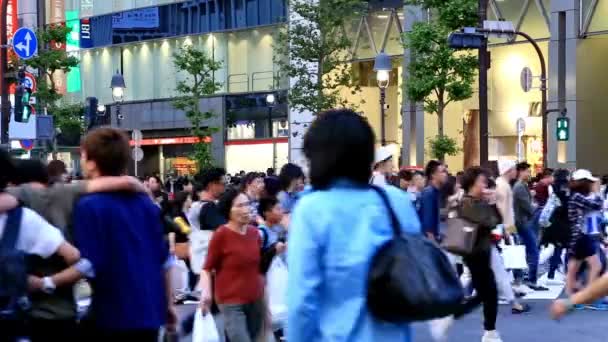 市内中心部の横断歩道を急いでいる人々がぼやけている歩行者の匿名の群衆 クロス忙しい4K — ストック動画