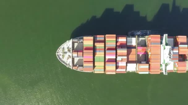Container Navio Importação Logística Negócios Exportação Mar Com Rebocador Envio — Vídeo de Stock