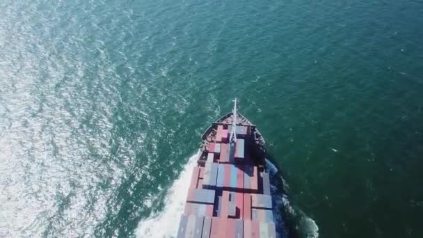 货轮满载集装箱船 海运物流 — 图库视频影像