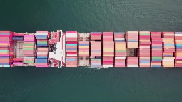 Konteyner Gemisi Denizi Endüstriyel Kargo Taşımacılığı Aerial Üst Görünümü Ticareti — Stok video