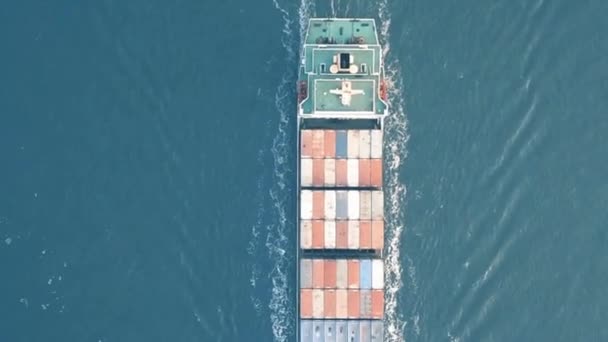 Containerfraktfartyg Företag Import Export Logistik Sjöfart Eller Transport Koncept Antenn — Stockvideo