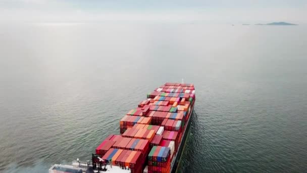 Fullastat Containerfartyg Öppet Hav Sjölogistik Import Export Sjöfart Antenn — Stockvideo