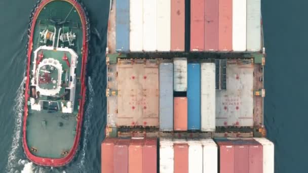 Nava Marfă Container Portul Portuar Industrial Comerțul Comercial Import Maritim — Videoclip de stoc