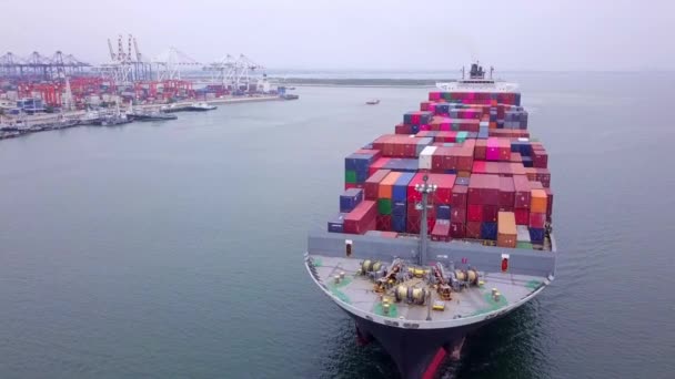 Buque Carga Contenedores Puerto Industrial Puerto Importación Exportación Comercio Comercial — Vídeos de Stock