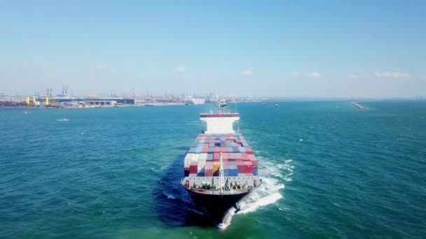 Navire Charge Conteneurs Port Industriel Dans Commerce Commercial Exportation Importation — Video