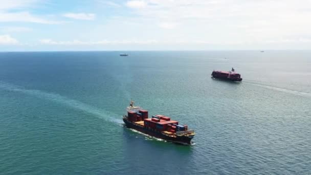 港口港集装箱货轮在进出口贸易中的海运业务 — 图库视频影像