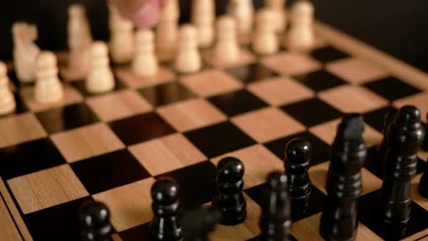 Шахматы Шахматной Доске Интеллектуальная Стратегия Игры Политика Рисования Фоновый Ход — стоковое видео