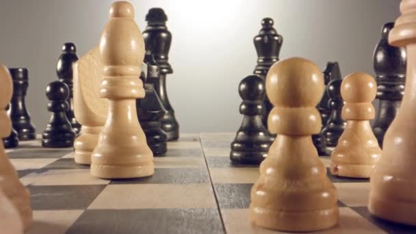Кинематографическое Медленное Движение Шахматной Доски Мбаппе Концепция Бизнеса — стоковое видео