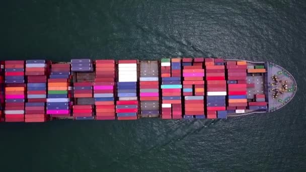 Nave Carico Container Nel Porto Portuale Industriale Import Export Commercio — Video Stock