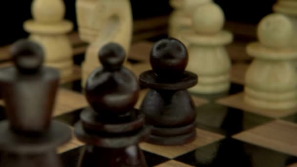 Playing Chess Moving Piece Game Strategy Leader Teamwork Concept Win — Stock Video