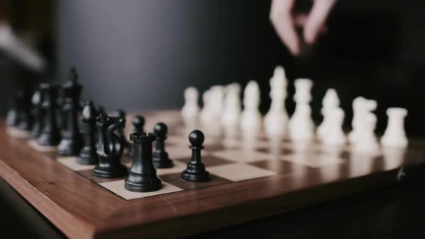Игра Шахматы Шахматная Фигура Игре Успеха Соревнования Стратегия Концепция Лидерства — стоковое видео