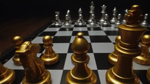Macro งของ Chess วนบนก จกรรมไม กระดานต นใจเล นเกม องส องทางไกล — วีดีโอสต็อก