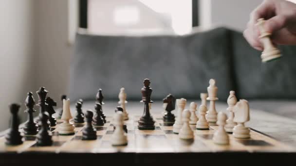Sjakkmatt Game Chess Nære Vinne Vinne Beseire Motstander Konseptanalyse Strategi – stockvideo